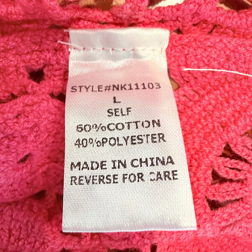 Lumiere Pink Crochet Tank Top Scalloped Open Knit Boho Large NWT - Picture 7 of 12
